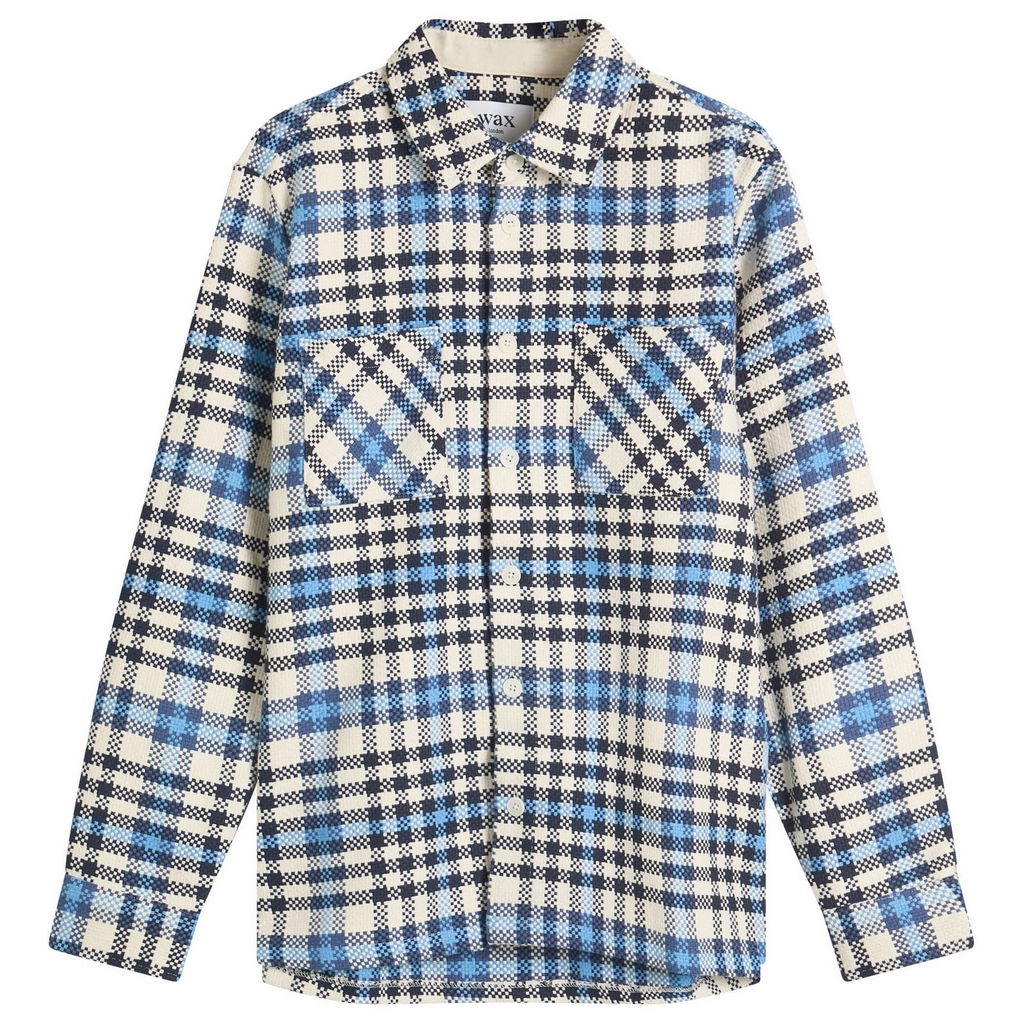 Wax London Men's Whiting Strand Check Overshirt Ecru/Blue